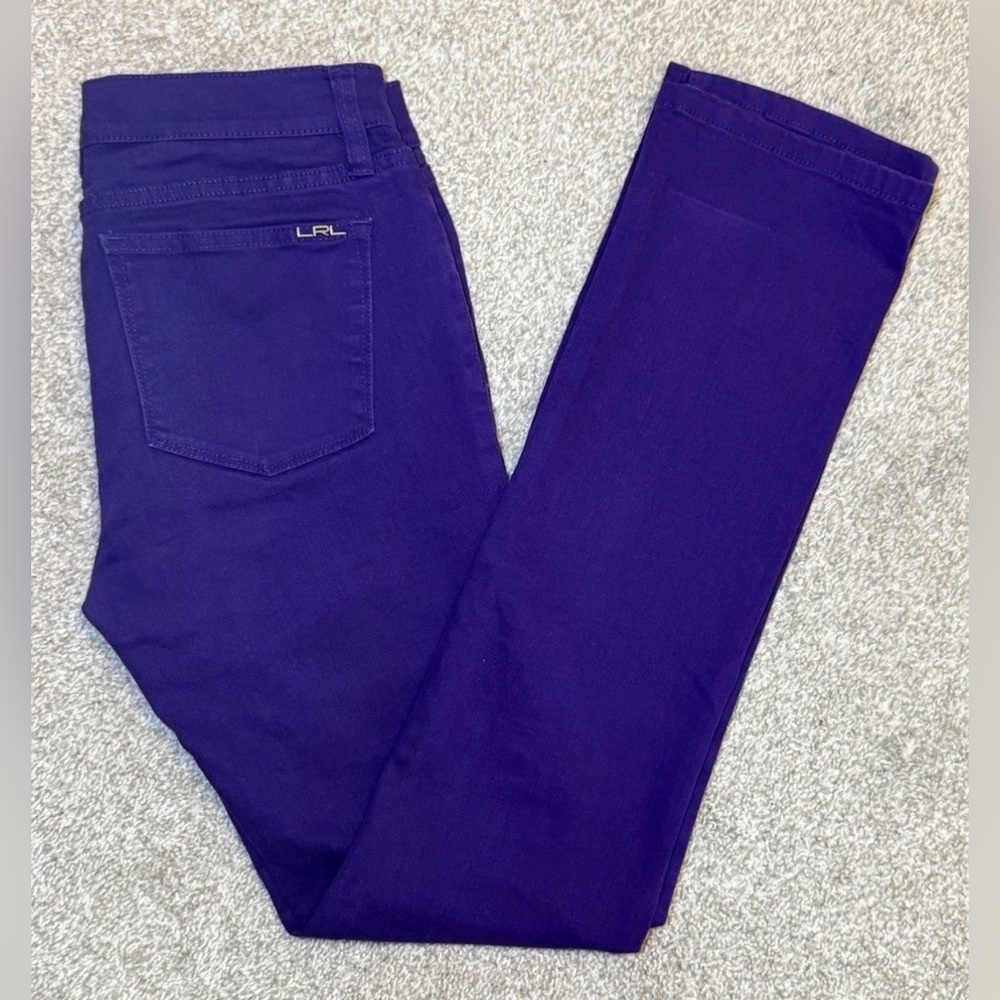 LRL Ralph Lauren Jeans Womens Size 2 Purple Modern Straight Stretch Retro 29x32